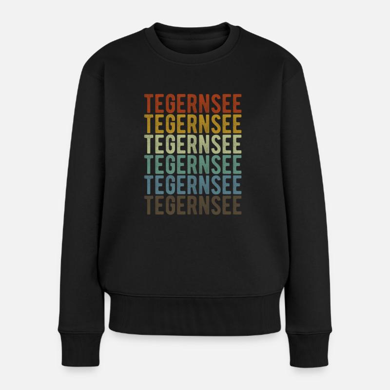 Tegernsee Stadt Retro Vintage - Frauen Premium Bio Pullover - Schwarz