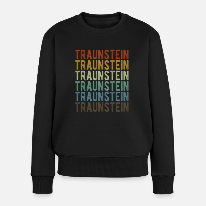 Traunstein Stadt Retro Vintage - Frauen Premium Bio Pullover - Schwarz