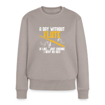 Flöte - Frauen Premium Bio Pullover - Taupe - Vorne - Julia (174cm)