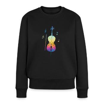 Violoncelle -Instrument de musique - Pull Premium bio Femme - noir - Devant - Julia (174cm)