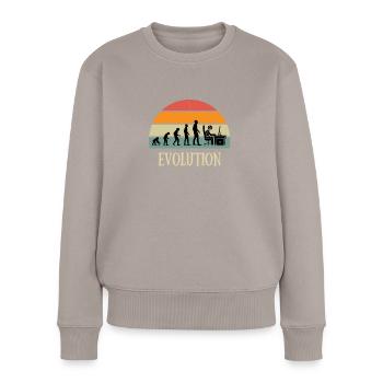 Evolution Vintage Gamer PC Mann Humor Geek Teen - Frauen Premium Bio Pullover - Taupe - Vorne - Julia (174cm)