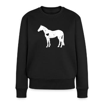 Horse Girl Gift Heart Lieblingstier - Frauen Premium Bio Pullover - Schwarz - Vorne - Julia (174cm)