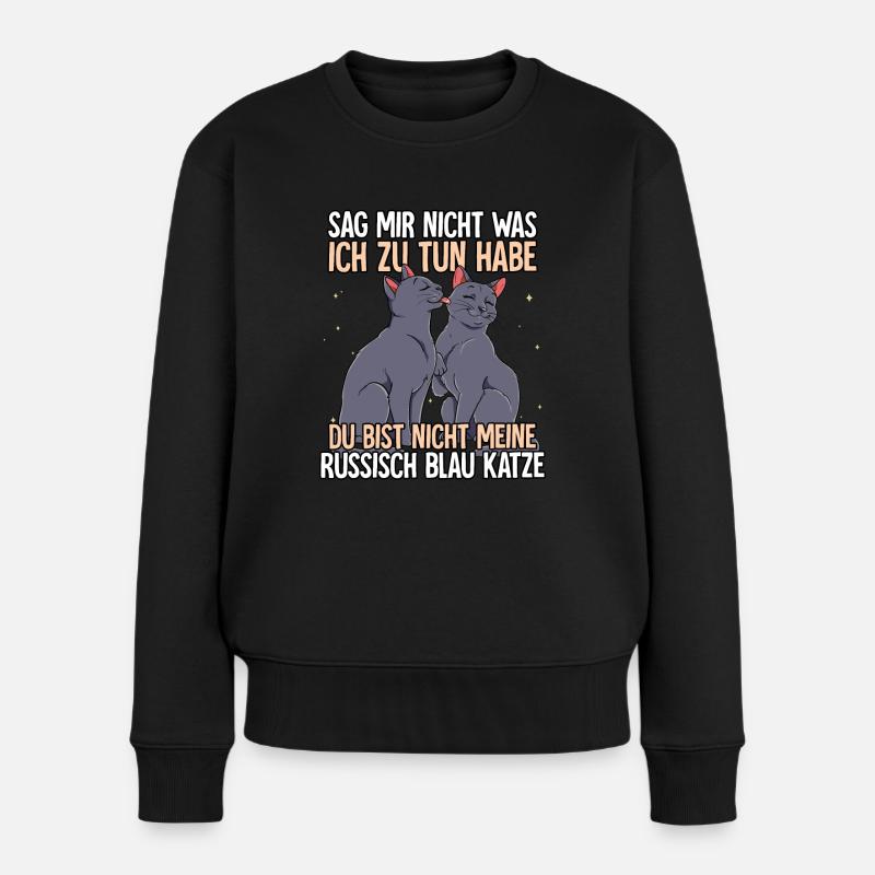 Russisch Blau Katze - Frauen Premium Bio Pullover - Schwarz