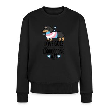 Dackel - Frauen Premium Bio Pullover - Schwarz - Vorne - Julia (174cm)