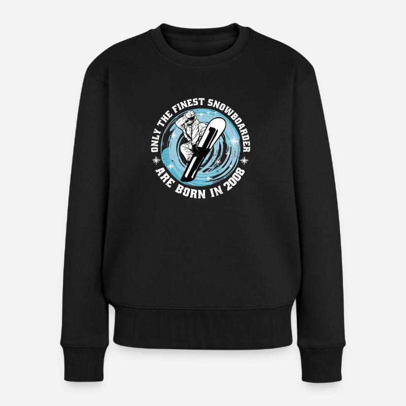 Snowboarder né 2008 anniversaire snowboard - Pull Premium bio Femme - noir