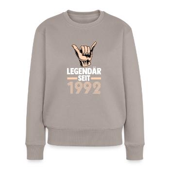 Jahrgang 1992 31 Jahre Geburtstag - Frauen Premium Bio Pullover - Taupe - Vorne - Julia (174cm)