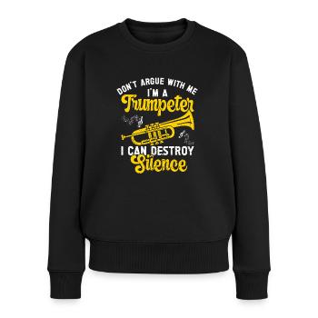 Trompete - Frauen Premium Bio Pullover - Schwarz - Vorne - Julia (174cm)