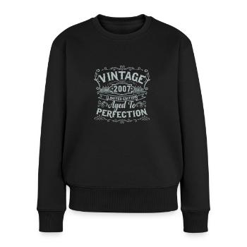 Limited Edition 2007 Vintage. Aged to Perfection - Frauen Premium Bio Pullover - Schwarz - Vorne - Julia (174cm)