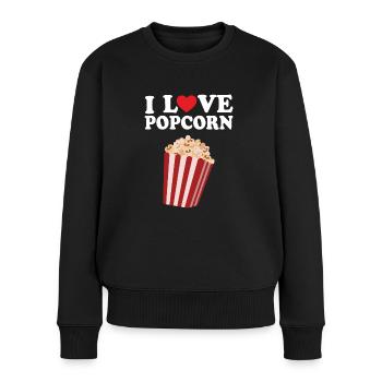 Popcorn - Frauen Premium Bio Pullover - Schwarz - Vorne - Julia (174cm)
