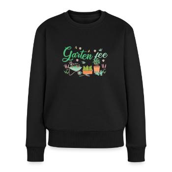 Gartenfee Garten Fee Gärtnerin Hobbygärtnerin - Frauen Premium Bio Pullover - Schwarz - Vorne - Julia (174cm)