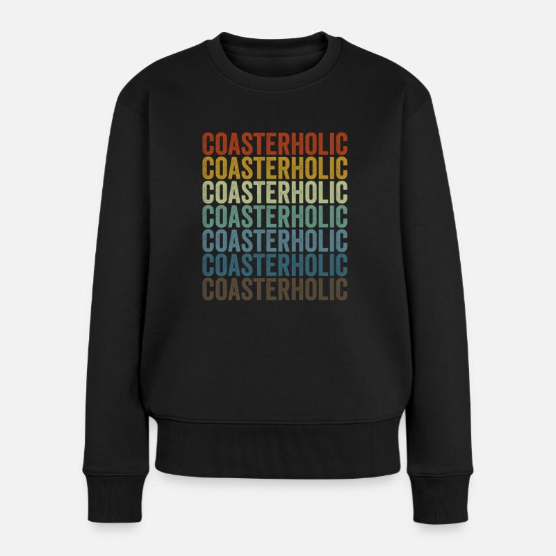 Achterbahnholic Achterbahnliebhaber - Frauen Premium Bio Pullover - Schwarz