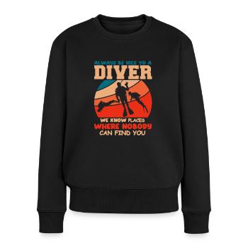 Taucher Tauchen Design Schnorcheln - Frauen Premium Bio Pullover - Schwarz - Vorne - Julia (174cm)