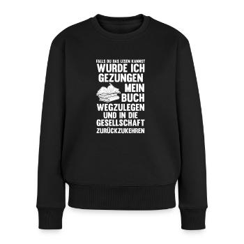 Lesen Bücher Buch Geschenk - Frauen Premium Bio Pullover - Schwarz - Vorne - Julia (174cm)