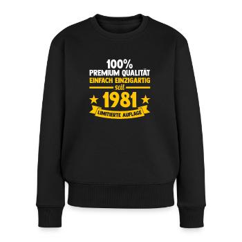 Jahrgang 1981 42 Jahre Geburtstag - Frauen Premium Bio Pullover - Schwarz - Vorne - Julia (174cm)