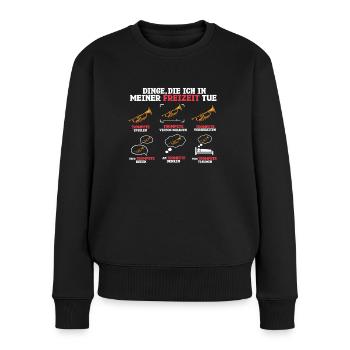 Dinge Die Ich In Meiner Freizeit Mache Trompete - Frauen Premium Bio Pullover - Schwarz - Vorne - Julia (174cm)