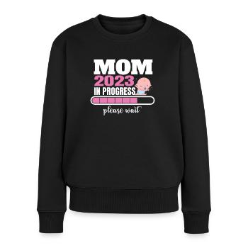 Maman 2023 courir s’il vous plaît attendre la grossesse - Pull Premium bio Femme - noir - Devant - Julia (174cm)