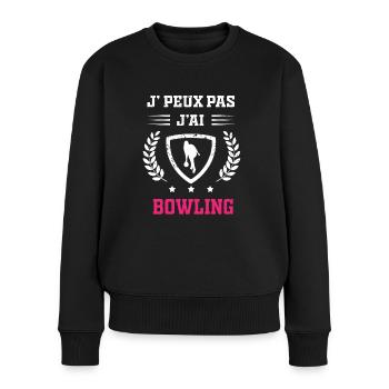 Je peux pas j'ai bowling femme - Pull Premium bio Femme - noir - Devant - Julia (174cm)