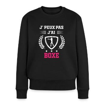 Je peux pas j'ai boxe femme - Pull Premium bio Femme - noir - Devant - Julia (174cm)