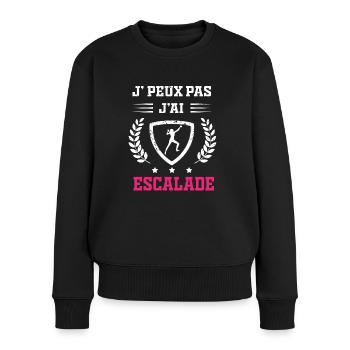 Je peux pas j'ai escalade femme - Pull Premium bio Femme - noir - Devant - Julia (174cm)