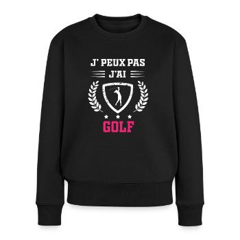 Je peux pas j'ai golf femme - Pull Premium bio Femme - noir - Devant - Julia (174cm)