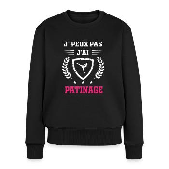 Je peux pas j'ai patinage femme - Pull Premium bio Femme - noir - Devant - Julia (174cm)