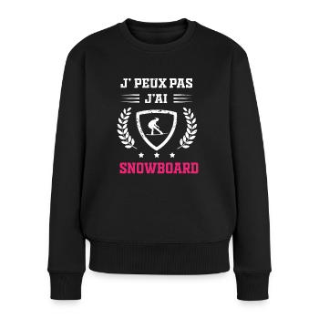 Je peux pas j'ai snowboard femme - Pull Premium bio Femme - noir - Devant - Julia (174cm)