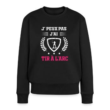 Je peux pas j'ai tir à l'arc femme - Pull Premium bio Femme - noir - Devant - Julia (174cm)