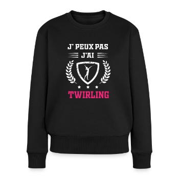 Je peux pas j'ai twirling bâton femme - Pull Premium bio Femme - noir - Devant - Julia (174cm)
