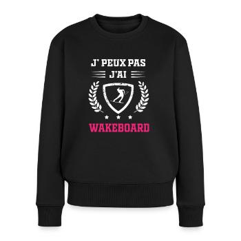 Je peux pas j'ai wakeboard femme - Pull Premium bio Femme - noir - Devant - Julia (174cm)