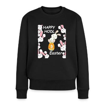Bitcoin Ostern Fest Happy Easter - Frauen Premium Bio Pullover - Schwarz - Vorne - Julia (174cm)