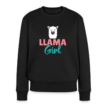 Lama Geschenk Lama Liebhaber Geschenk - Frauen Premium Bio Pullover - Schwarz - Vorne - Julia (174cm)