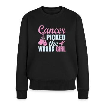 Le cancer a choisi la citation de combat de la mauvaise fille - Pull Premium bio Femme - noir - Devant - Julia (174cm)