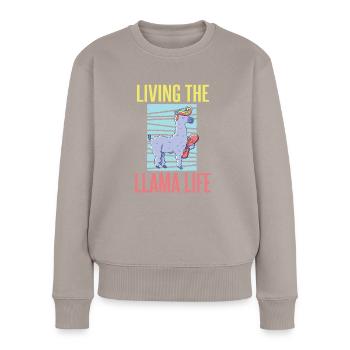 Lama Geschenk Lama Liebhaber Geschenk - Frauen Premium Bio Pullover - Taupe - Vorne - Julia (174cm)
