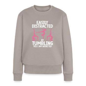 Stolpern - Frauen Premium Bio Pullover - Taupe - Vorne - Julia (174cm)