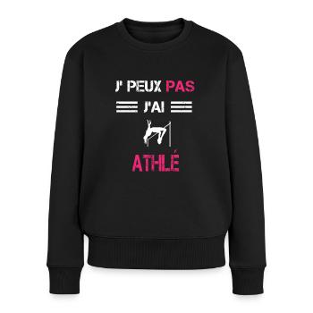 Je peux pas j'ai athlé sport femme humour - Pull Premium bio Femme - noir - Devant - Julia (174cm)