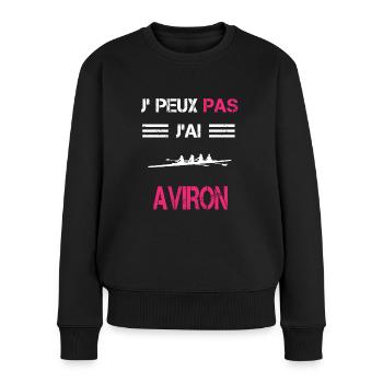 Je peux pas j'ai aviron femme humour - Pull Premium bio Femme - noir - Devant - Julia (174cm)