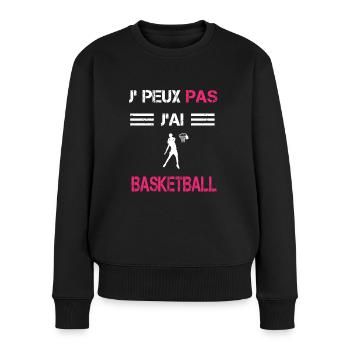Je peux pas j'ai basketball femme humour - Pull Premium bio Femme - noir - Devant - Julia (174cm)