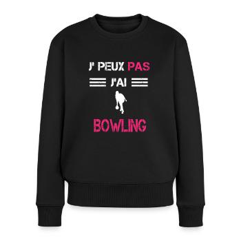 Je peux pas j'ai bowling femme humour - Pull Premium bio Femme - noir - Devant - Julia (174cm)