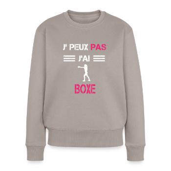 Je peux pas j'ai boxe femme humour - Pull Premium bio Femme - taupe - Devant - Julia (174cm)