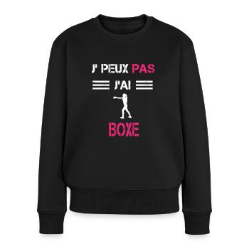Je peux pas j'ai boxe femme humour - Pull Premium bio Femme - noir - Devant - Julia (174cm)