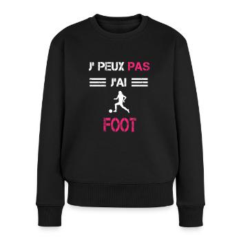 Je peux pas j'ai foot femme humour - Pull Premium bio Femme - noir - Devant - Julia (174cm)
