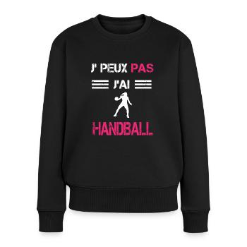 Je peux pas j'ai handball femme humour - Pull Premium bio Femme - noir - Devant - Julia (174cm)