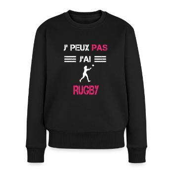 Je peux pas j'ai rugby femme humour - Pull Premium bio Femme - noir - Devant - Julia (174cm)