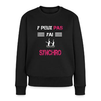 Je peux pas j'ai synchro femme humour - Pull Premium bio Femme - noir - Devant - Julia (174cm)