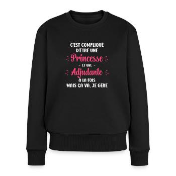 C'est compliqué d'être une princesse et une Adjuda - Pull Premium bio Femme - noir - Devant - Julia (174cm)