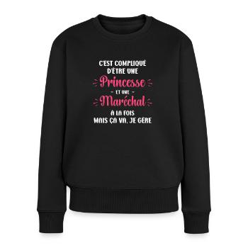 C'est compliqué d'être une princesse et un marécha - Pull Premium bio Femme - noir - Devant - Julia (174cm)