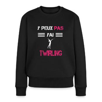 Je peux pas j'ai twirling bâton femme humour - Pull Premium bio Femme - noir - Devant - Julia (174cm)