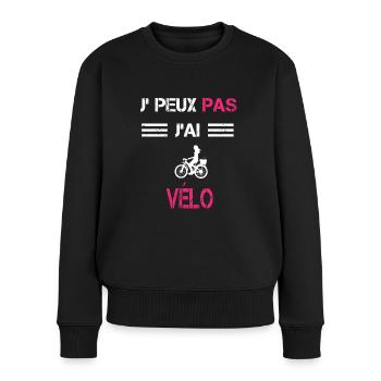 Je peux pas j'ai vélo femme humour - Pull Premium bio Femme - noir - Devant - Julia (174cm)