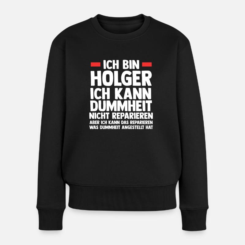 Holger - Frauen Premium Bio Pullover - Schwarz