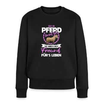Süßes Pferde Pferdespruch Motiv - Frauen Premium Bio Pullover - Schwarz - Vorne - Julia (174cm)